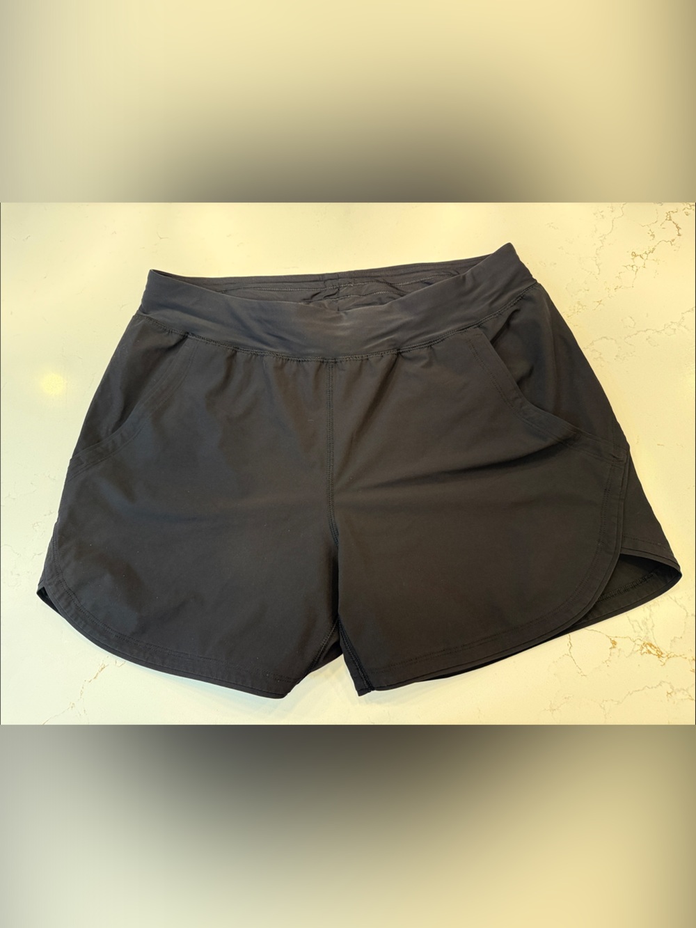 Lands' End Black Women's Swim Coverup Shorts with Side Curved Hem